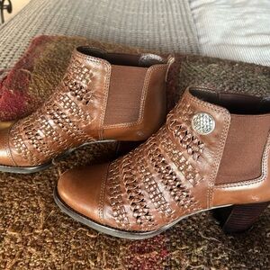 Brighton Brown Woven Ankle Booties